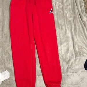 Jordan Red Kids Fleece Joggers with White Jumpman